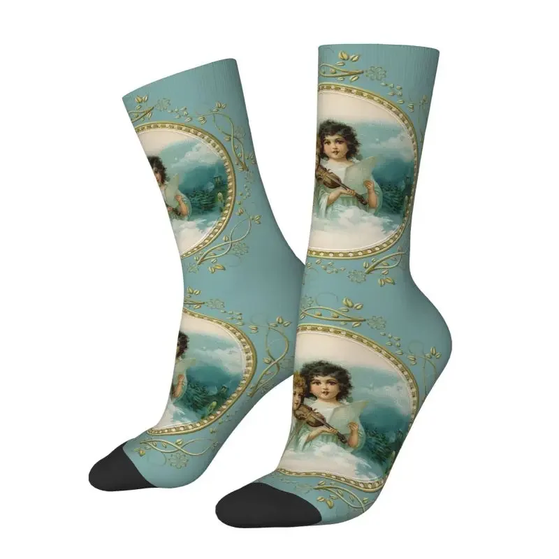 Cute Mens Victorian Angel Dress Socks Unisex Breathbale Warm 3D Print And The Angels Sing Crew Socks