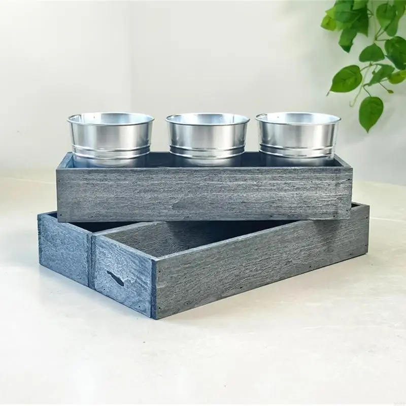 

Rectangle Plant Container Desktop Ornament Planter Plant Pot Cup Crafts Decors Planter Landscape Cup Crafts M68E