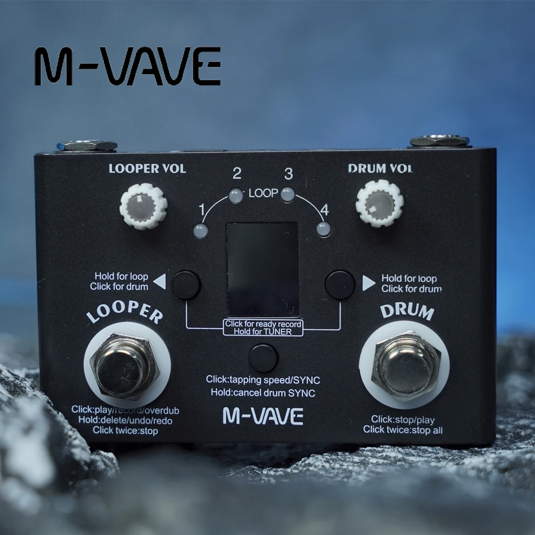 M-VAVE Lost Tempo V2 Drum Machines & Looper Pedal Built-in 30 Drums 11 Mins Recoding Time High Precision Tuner Guitar Parts