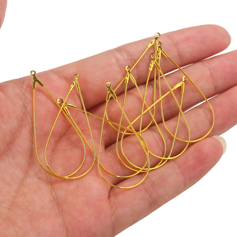 10pcs Stainless Steel Waterdrop Pendants For Ear Rings Teardrop Beading DIY Hoop Earring Makings Supplies Jewelry Findings Parts