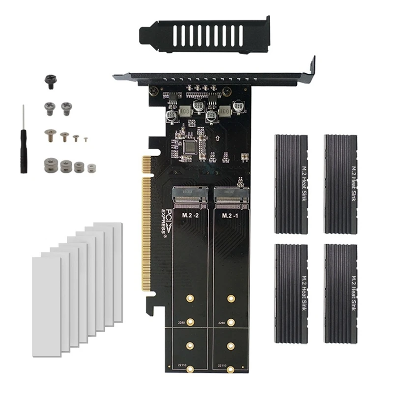 Top-New Pcie To M2 Adapter Card Pcie X16 4 Port M2 NVME M Key SSD Converter M.2 PCI Express X16 Adapter VROC Expansion Card