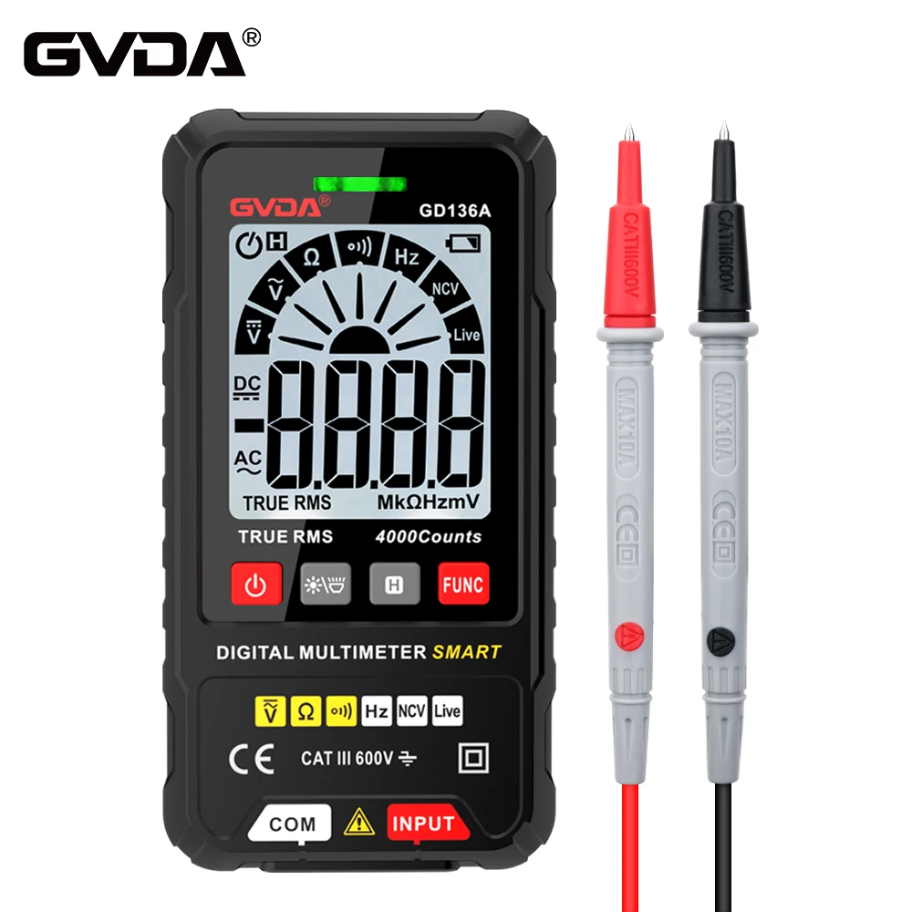 GVDA Digital Multimeter True RMS NCV DC AC Voltage Tester Automatic Voltmeter Auto Ranging DMM Multitester Digital Multi-meter