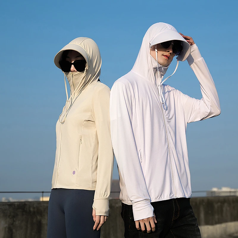 New Summer High Quality Ice Silk Slim Fit Couple Sunscreen Clothing Comfortable Breathable Outdoor Sports UV Protection Coat