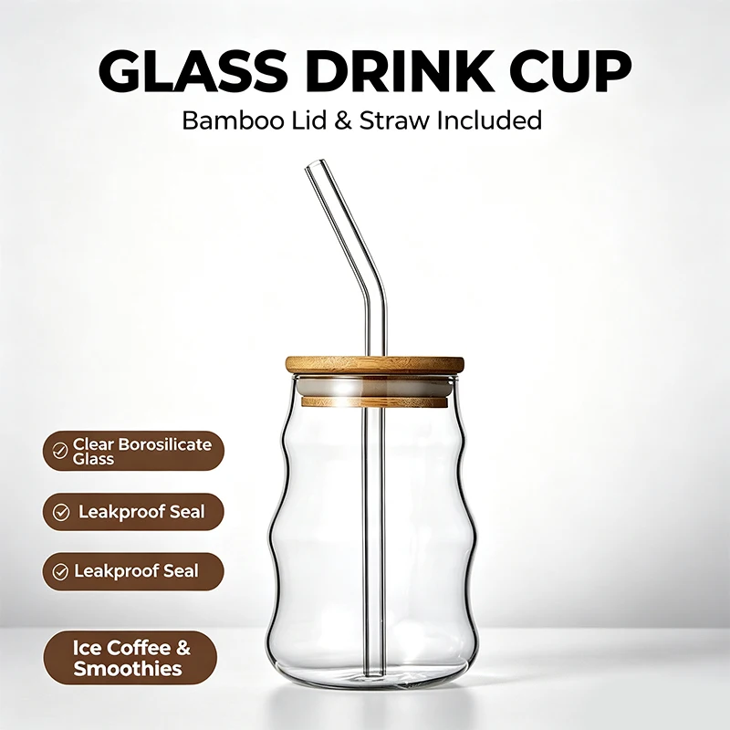Medieval Style Glass Cups, 500Ml/16.9Oz Water Cup, Iced Coffee Cups, Drinking Glasses for Juice, Milk, Tea, And More, Daily Offi