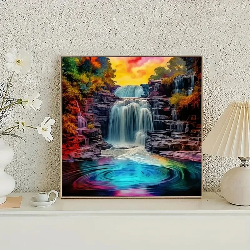 5D New Collection 2024 Diamond Embroidery Seaside Waterfall Scenery Mosaic Diamond Painting Scenery  Art Kits  Birthday Gift