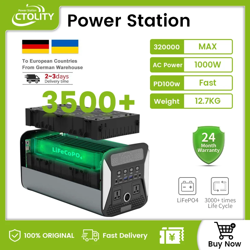 Ctolity 300W 1000W Portable Power Station Lifepo4 Battery Warehouse Stock Pure Sine Wave Emergency Power Two Years Warranty