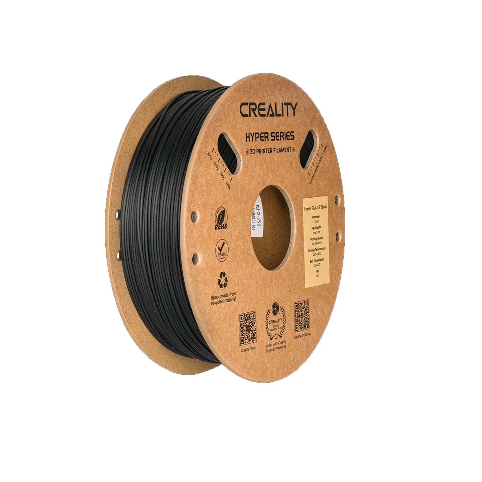 Creality Hyper PLA-CF 3D-Drucker Filament 1,75mm 1KG 3D-Druck Verbrauchsmaterialien Schwarz