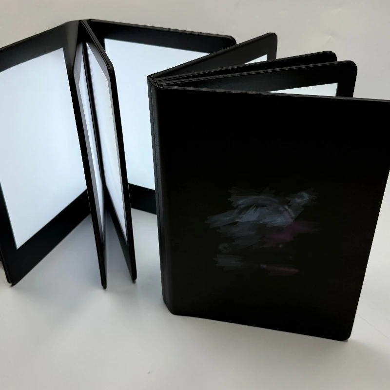 4-page 8-sided rechargeable LED light menu LED customized PU leather illuminated beverage menu