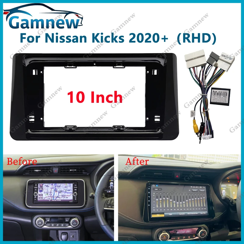 

10 Inch Car Stereo Dash Radio Fascia Canbus Box Panel Frame Double Din For Nissan Kicks 2020+ Right Hand Drive Android Kit
