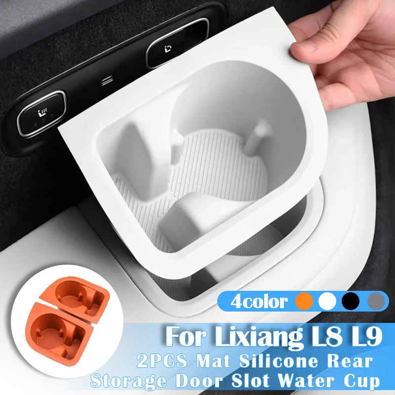 

For Li Lixiang L8 L9 2022 2023 Car Styling Third Cup Mat Silicone Rear Storage Door Slot Water Cup Cusion Auto Accessories