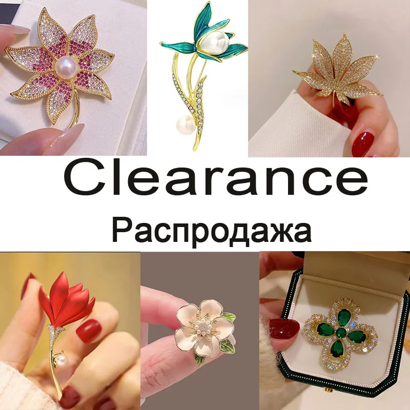 Clearance Price Crystal Flower Plant Brooches for Women Men Rhinestone Lapel Pin Clearance Sale