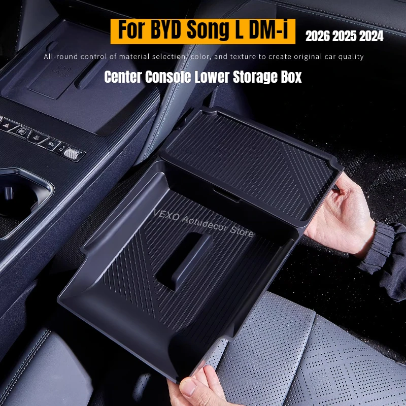 

‌For BYD Song L DM-i 2026 2025 2024 Center Console Lower Storage Tray Armrest Storage Box Car Wireless Charging Mat Organizer