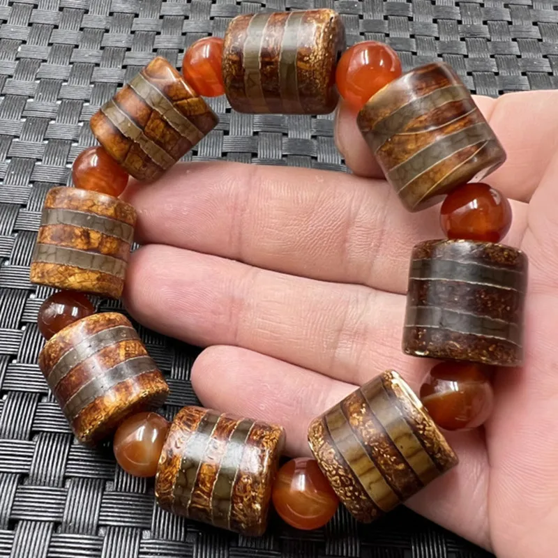 Jade bracelet agate beads barrel bead bracelet linear agate passepartout bracelet frosted bracelet wenwan bracelet.