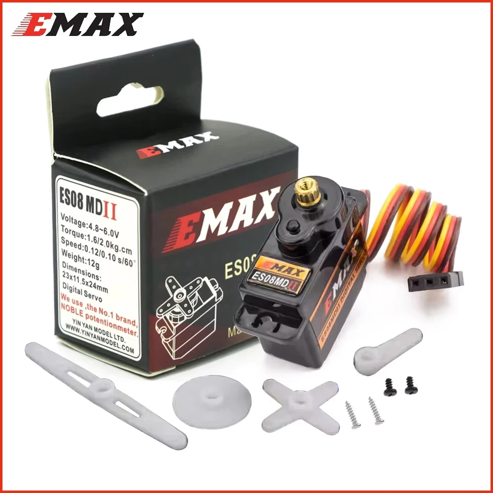 

Сервопривод Emax ES08MD ES08MDII 4-6.0V 2кг с металлическим редуктором, миниатюрный, цифровой, с разъемом Futaba/JR, для аксессуаров к самолетам и вертолетам TREX 450