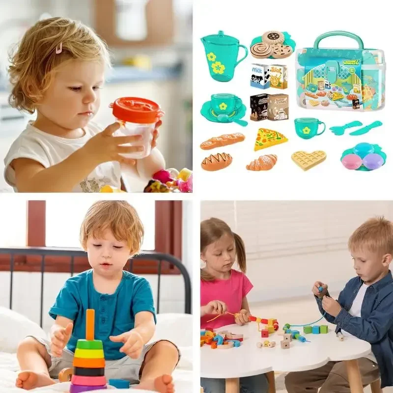 Girl Pretend Play Simulation Food Cake Snack Set Tableware Play House Outdoor Kitchen DIY Afternoon Tea Game Toy for Kids Gifts