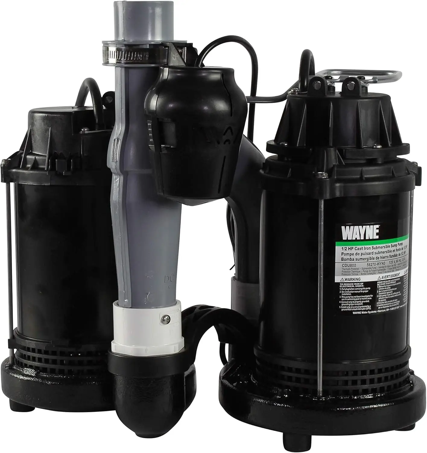 WAYNE - 1/2 HP Basement [Sump] [Pump] System with Integrated Vertical Float Switch and 12 Volt [Battery] Back Up Capability