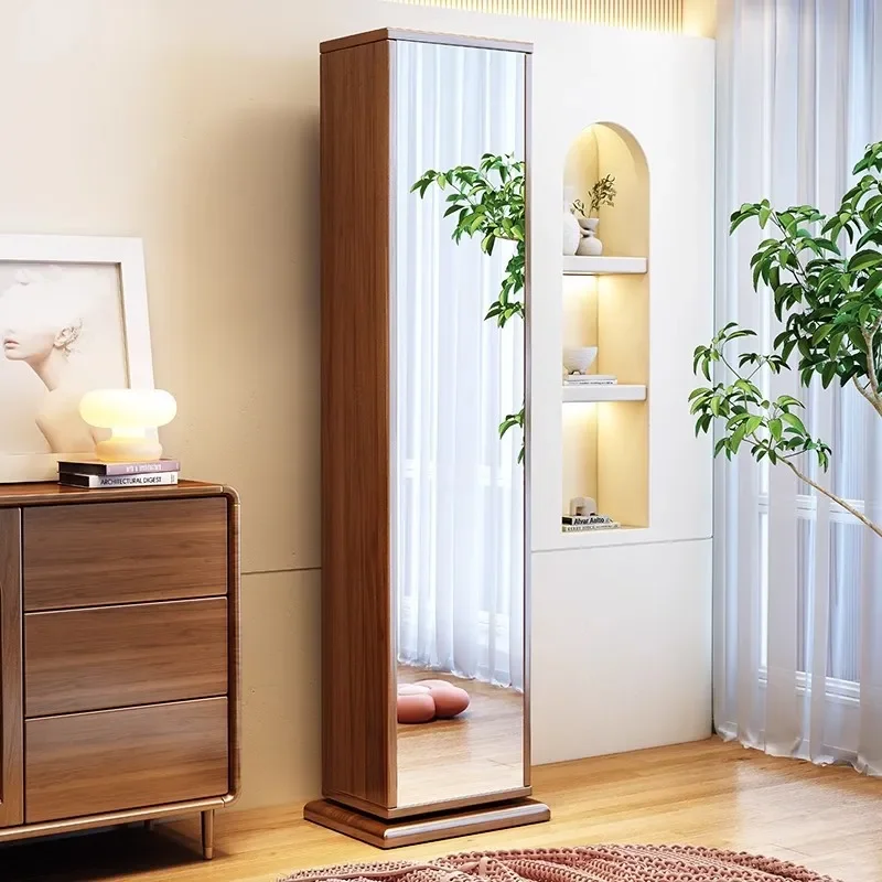  Haven Solid Wood Full Length Mirror Rotatable Full Body Mirror Household Storage Cabinet Integrated Fitting Mirror Multi
