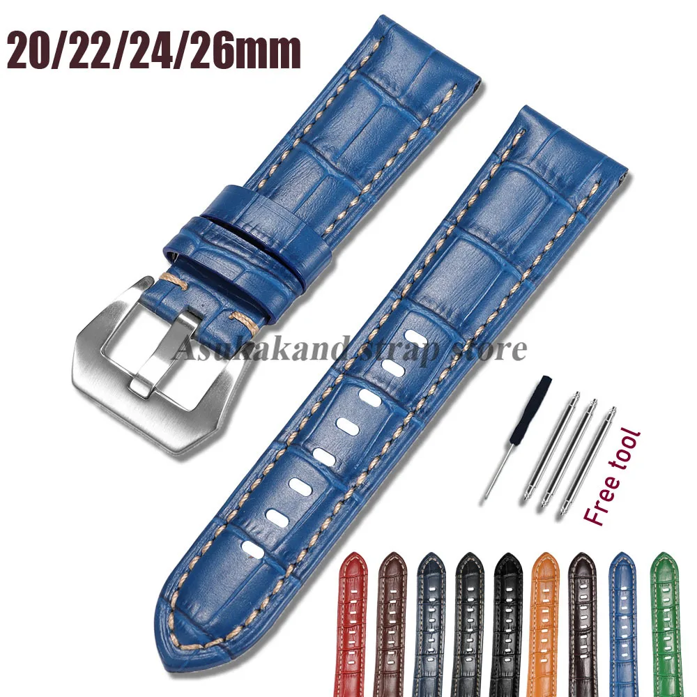 Bracelet de montre en cuir 20mm 24mm 26mm 22mm pour Huawei montre GT5 bande pour Seiko pour Omega Bracelet pour Panerai femmes hommes Bracelet de montre