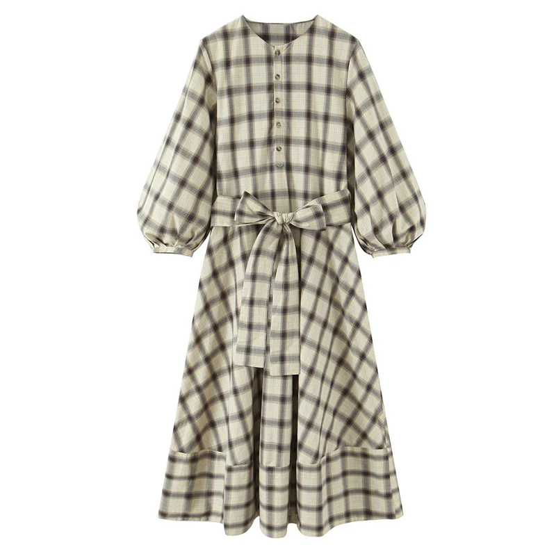 Nuovo abito ampio da donna in stile camicia con cintura europea e americana