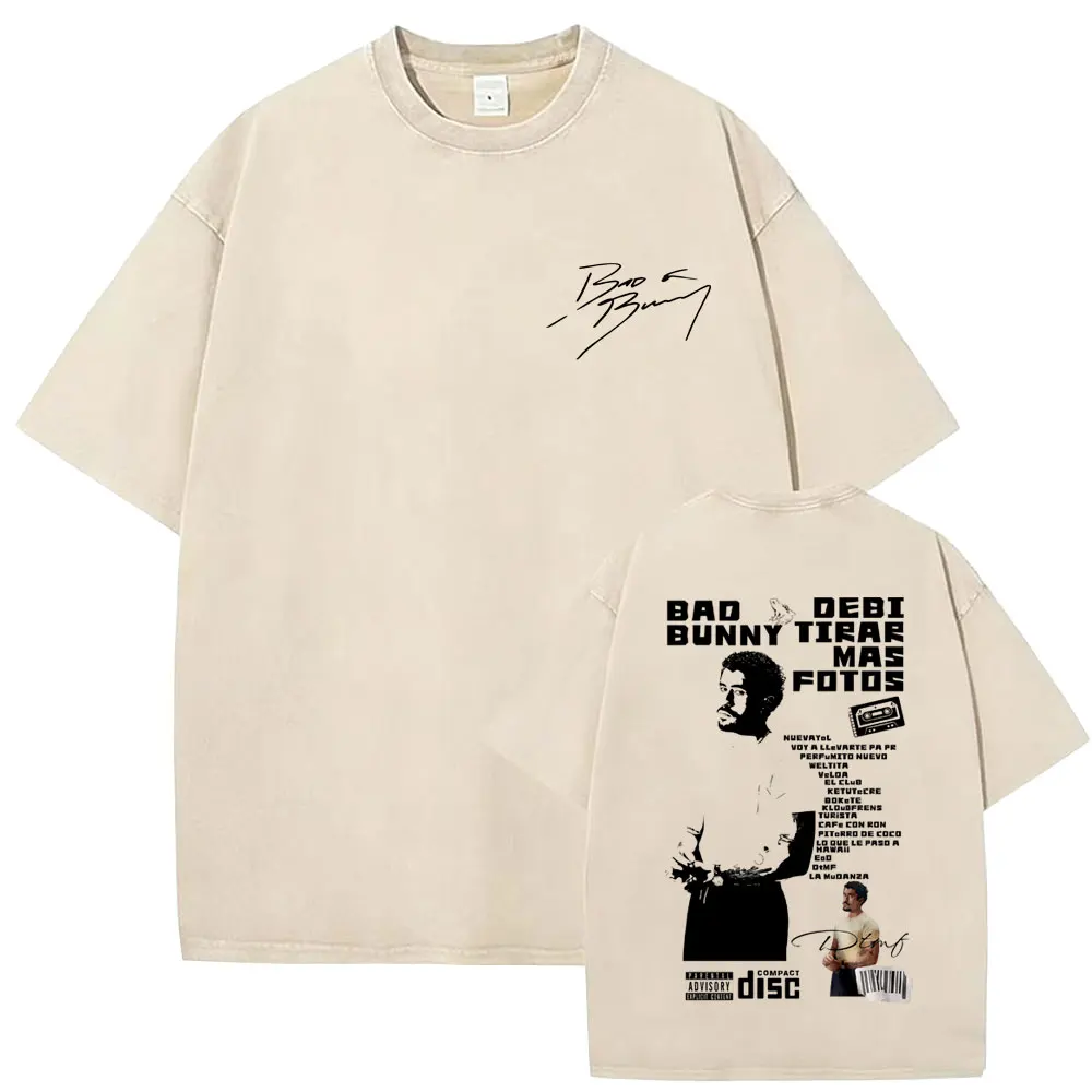 

Washed Vintage Rapper Bad Bunny DeBi TiRAR MaS FOToS DTMF Graphic T-shirt Men Women Hip Hop Oversized Short Sleeve Tops T Shirts