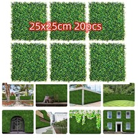 10/20pcs Artificial Boxwood Panels Flowers Topiary Hedge Plant 25x25cm UV Protected Greenery Wall Grass Wall Panel