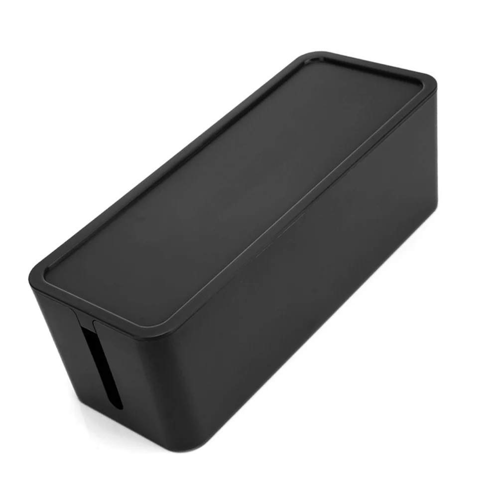 

Power Strip Cable Management Box Size M Black Plastic Organizer Case for Desk Computer USB Hub Large Capacity Cable Storage