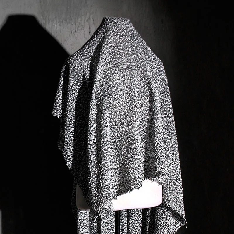 

Hollow Black White Knitted Woolen Fabric for Creative High-end Fashion Clothing Designer Diy Sewing Cloth By The Meter