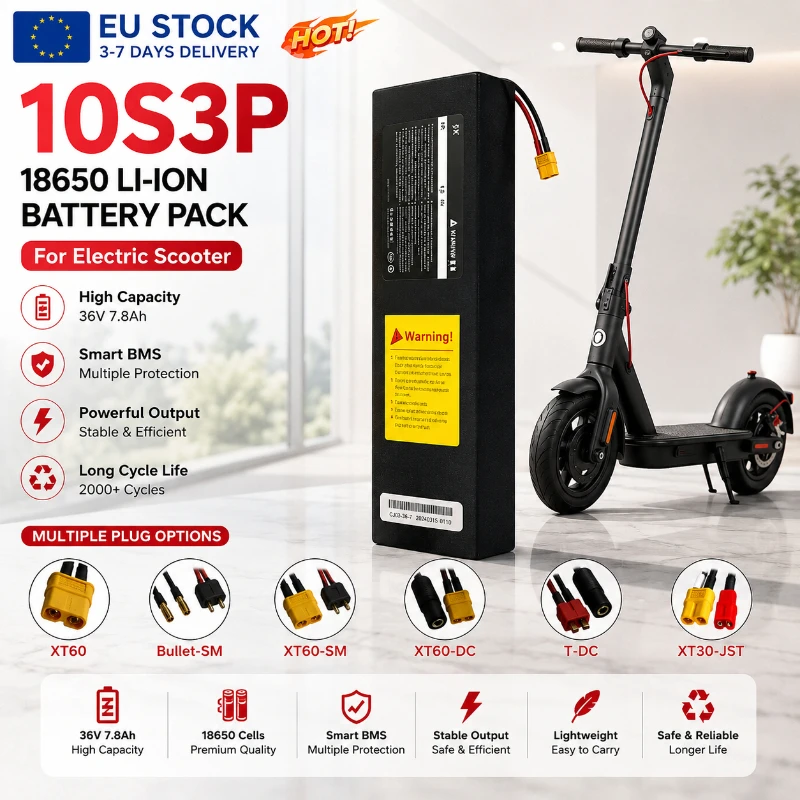 Image of 36V Akkupack / 10S3P Akku / 18650 Lithium-Akku / 7,8Ah Scooter-Akku / Integriertes BMS / Wiederaufladbarer Akku / Elektroroller-Akku / E-Bike-Akku