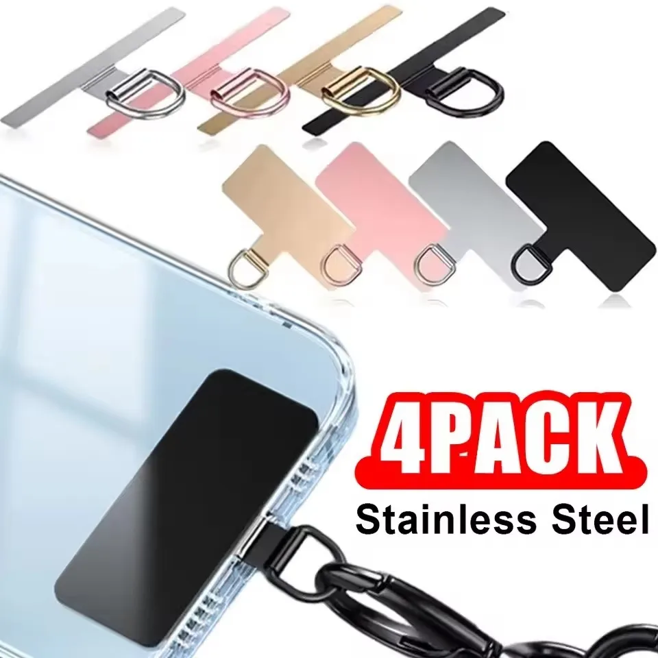 4/1Pcs Metal Mobile Phone Lanyard Patch Universal Stainless Steel Card Ultra Thin Anti Lost Smartphones Hanging Rope Tab Clips