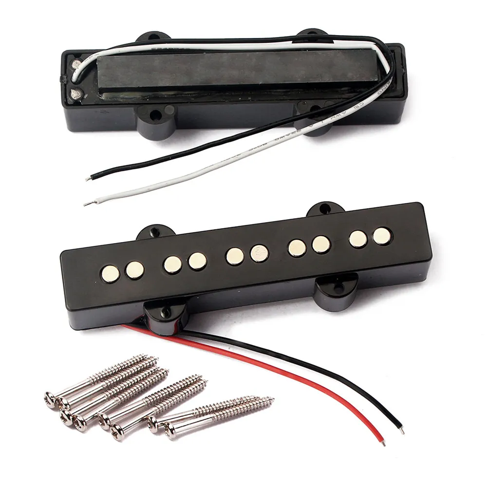 

5 String Bass Pickups Set Medium Output Open Style Jazz Jb Bass Replacement Alnico V Magnet Standard Size Guitar Parts Black