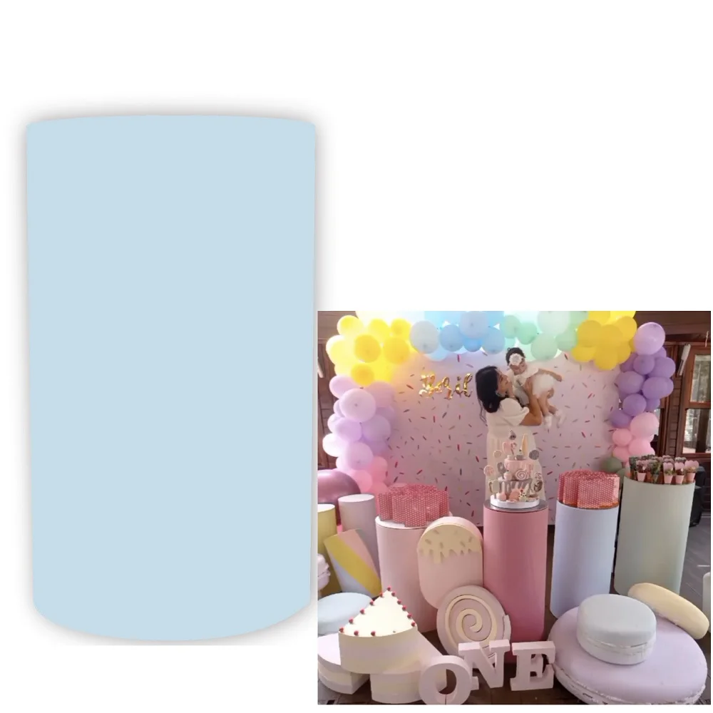 

Light Blue Plinth Cover for Baby Birthday Party Newborn Baby Shower Decoration Cylinder Cover Solid Pedestal Cover Props NO-1007