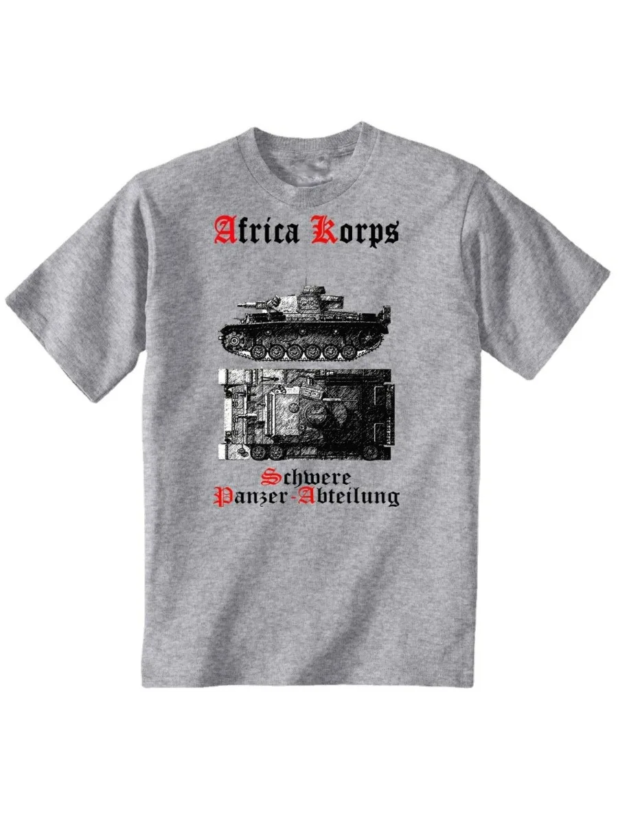 Africa Corps Heavy Panzer Department Panzer III Tiger Tank T-Shirt. Cotton Short Sleeve O-Neck Mens T Shirt New