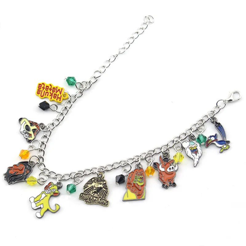 Cartoon The Lion Simba Nala Mufasa Charm bracciale gioielli braccialetti con ciondoli per bambini amici accessori per feste