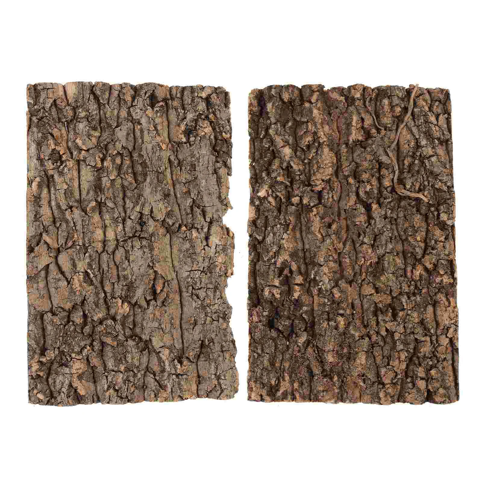 

2 Pcs Reptile Bark Decor Climbing Terrarium Tree Wooden Platforms Habitat Background