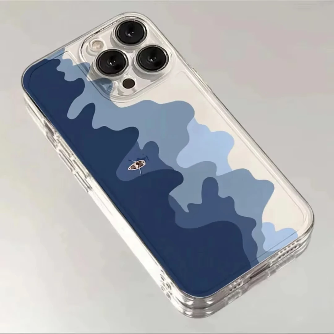 Etui na telefon Lonely Sea Boat do iPhone'a 16 15 14 13 12 11 Pro XS MAX 7 XR 8 7 Plus Clear Cover Fundas