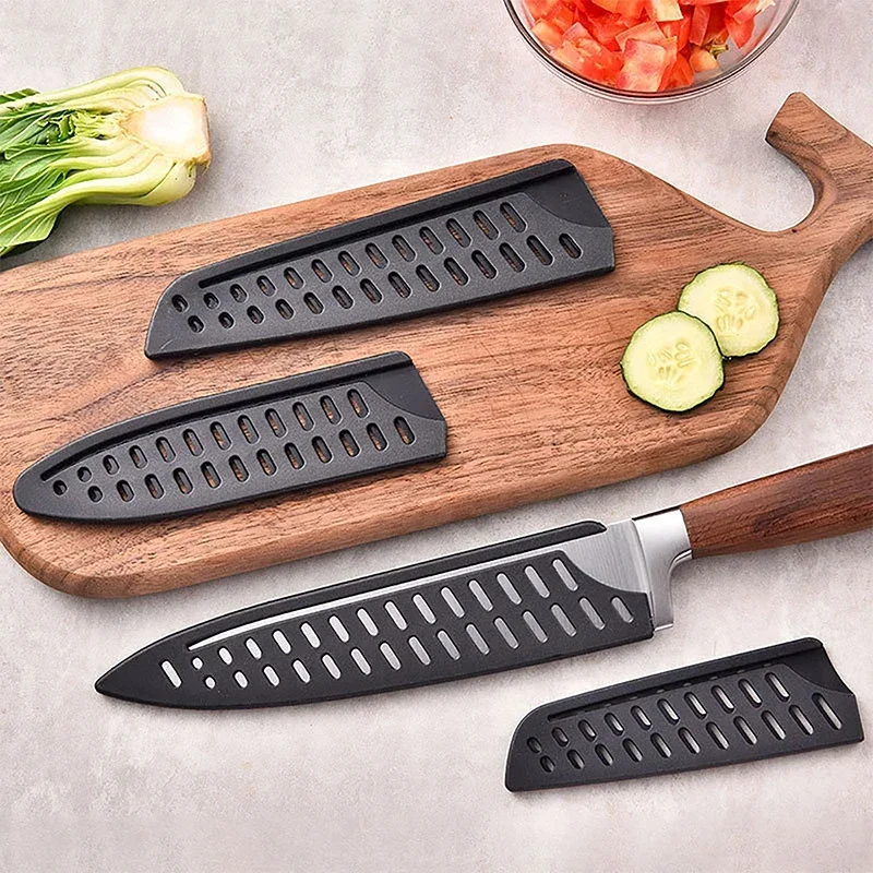 Kitchen Knife Sheath Black Plastic Knife Covers Knife Blade Protector Cover Edge Guards Case Kitchen Accessories 3.5-8 Inches