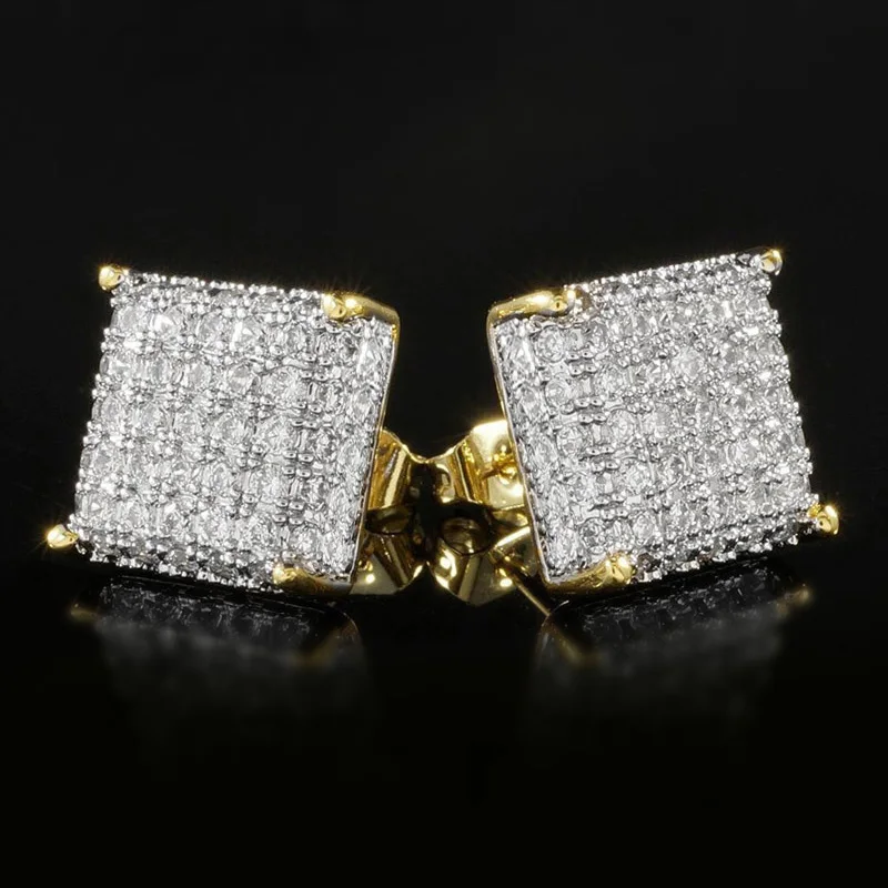 Huitan Minimalist Square Stud Earrings for Women/Men Micro Paved CZ Stone Fashion Versatile Couple Earrings 2022 Trend Jewelry