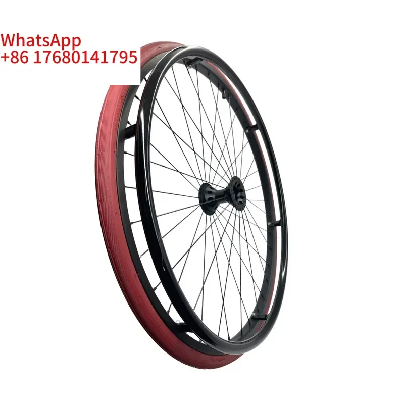 A Pair Movekyn 26 Inch 26x1 25-590 Aluminum Alloy Double Rim High Performance Basketball Wheelchair Sports Wheel Red Tire