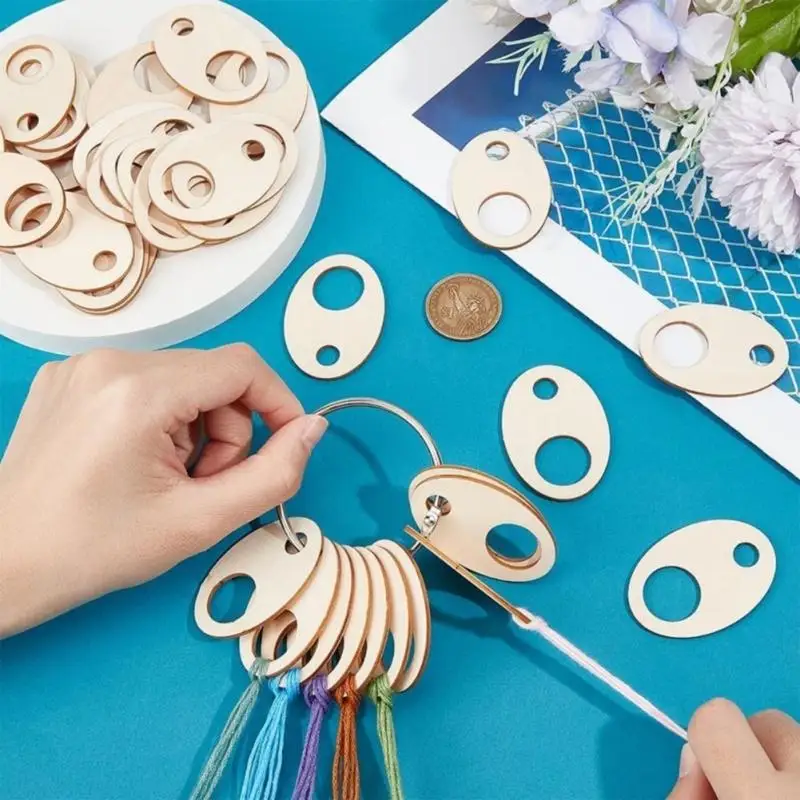 R9JC 50 Pcs Oval Floss Drop Stitching Thread Organization Thread Drop Floss Chip for Embroidery Floss Organization