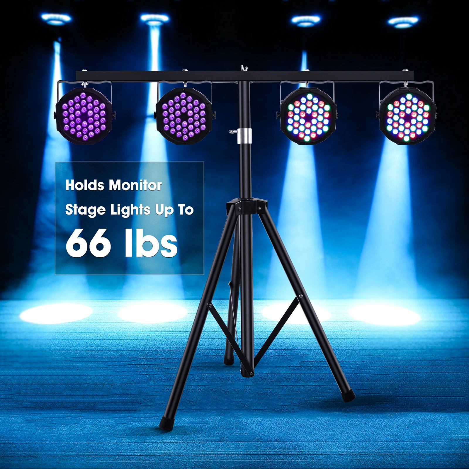 Yiflamefly Tripod DJ Light Stand Stage Lights Stand Adjustable 39-75 Inch DJ Lighting Tripod Mount for Wedding Concert Party