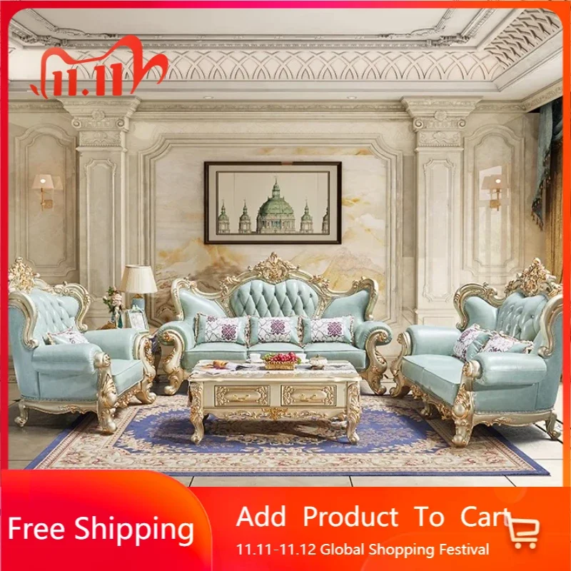 

Designer Luxury Living Room Sofa Genuine Leather European Relaxing Living Room Sofa Elegant Bedroom Muebles Salon Furniture