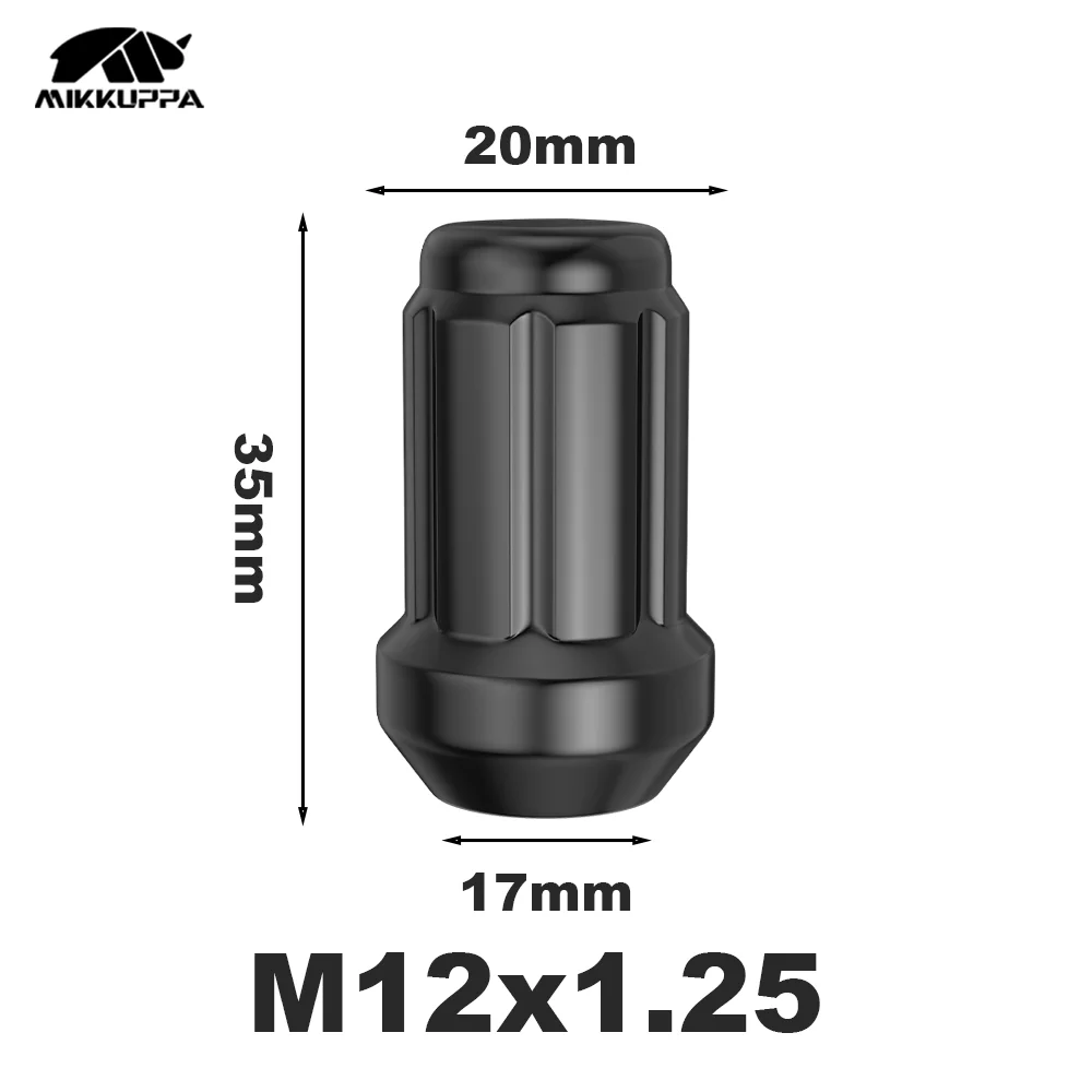 

MIKKUPPA 1Pc M12x1.25 Wheel Lug Nut Black/Silver Heavy-Duty 60° Taper Seat Fits Honda Toyota Ford Nissan Mazda Hyundai Kia Jeep