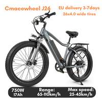 All Terrain Fat Bike Electric Assist Mountain Bike Hardtail Adult Ebike Bicycle With Smart APP 750W 48V 17Ah Cmacewheel J26