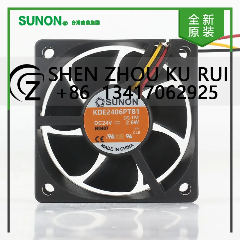 

New Sunon 5V 12V 48V DC24V 2.6W AC EC 6025 60X60X25MM 6CM Maglev Ultra-quiet Inverter Printer Three-wire KDE2406PTB1 Cooling Fan