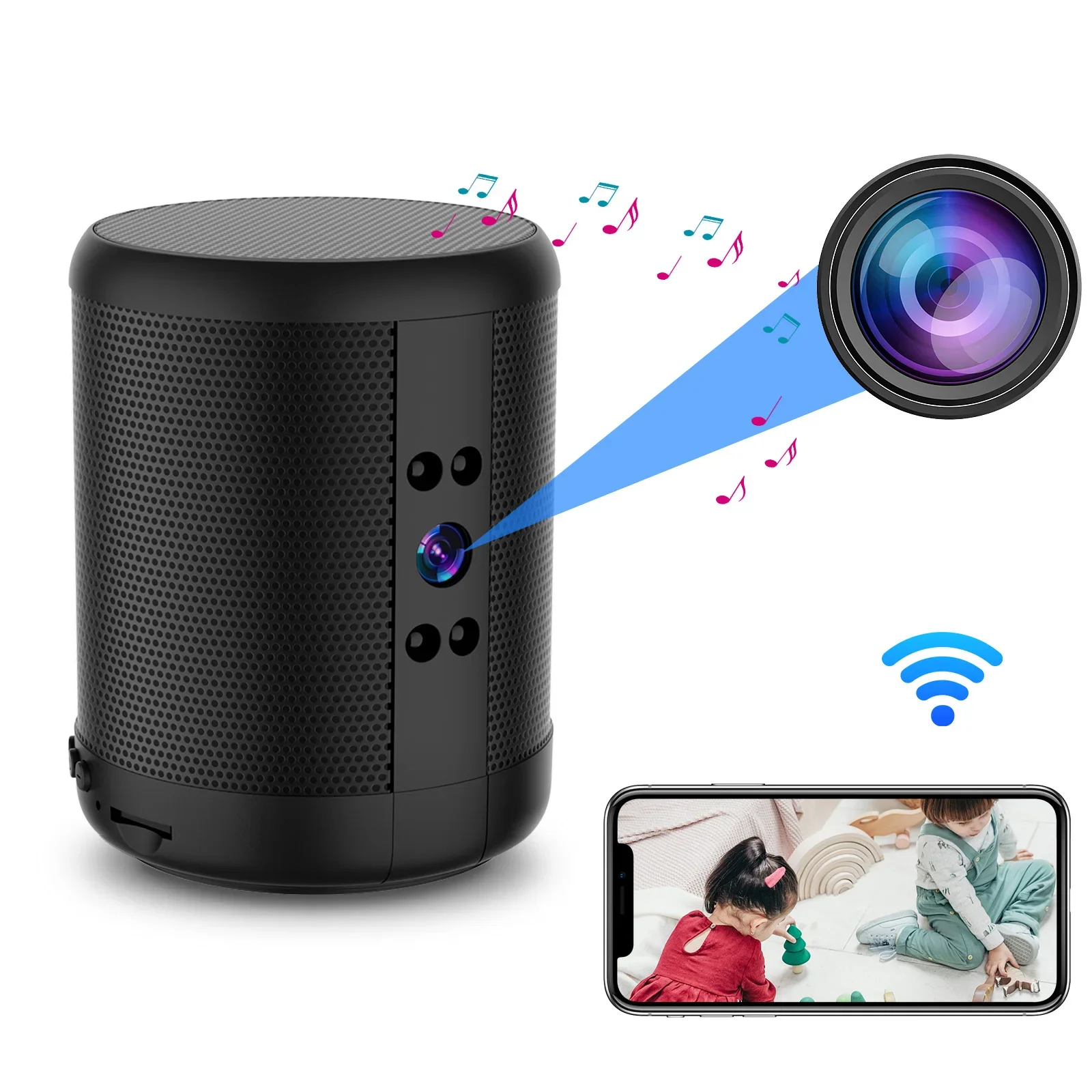 Bluetooth speaker camera,mini music monitoring camera,4K high-definition night vision,WiFi,intelligent two-way remote walkie