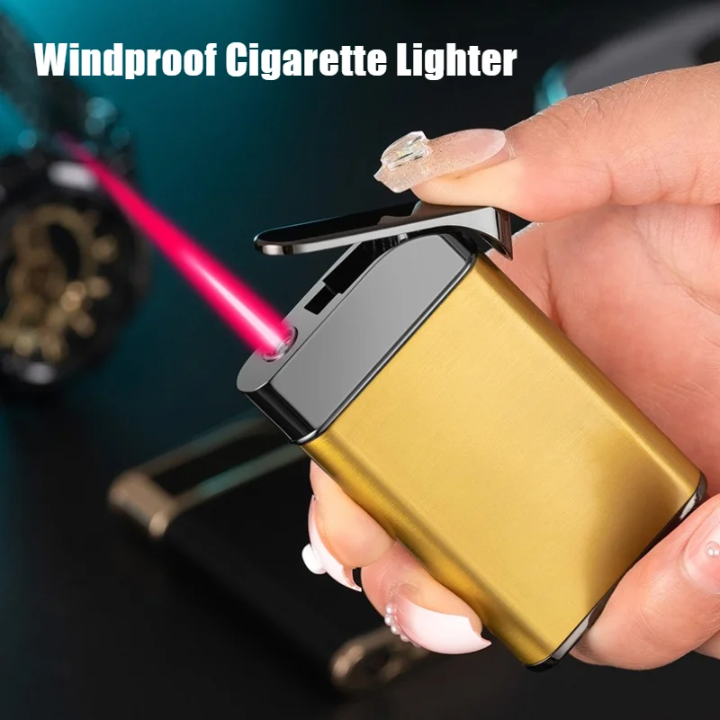 

Newest Cigar igniter Ultra-thin Metal Brushed Windproof Direct Rush Lighter Inflatable Cigarettes Lighters & Smoking Accessories