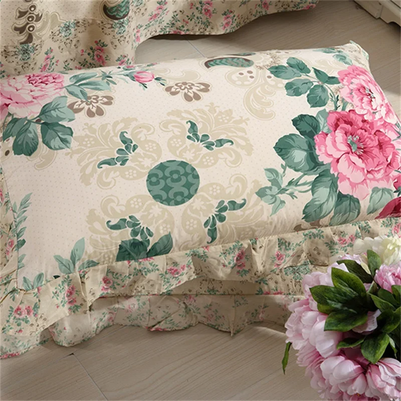 ﻿ Korean Style 100% Cotton Bedding Comforter Cover Set with Pillowcase Flower housse de couette 220x240 Duvet Cover set King Siz