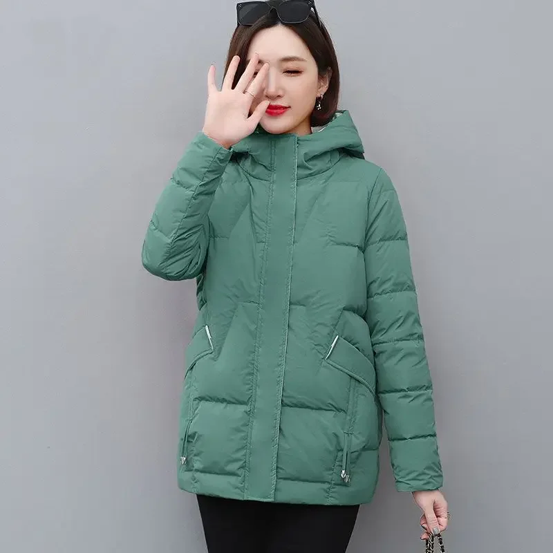 Quilted Padded Women\'s Jackets Patchwork Female Coats Duck Down Hoodie Long Padding Thick Overcoat Korean 2024 Aesthetic Elegant