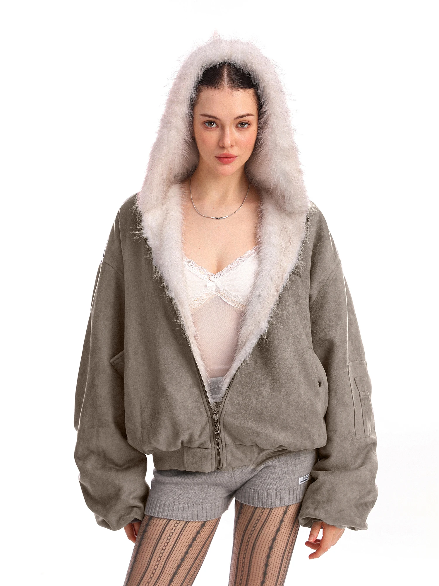 

Biggold двусторонняя замшевая бархатная хлопковая куртка с капюшоном женская зимняя экологически чистая меховая хлопковая куртка верхняя одежда