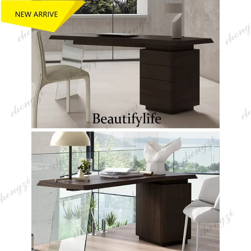 D132 High-end glazed desk study 1.8 meters glass legs solid wood modern president's desk
